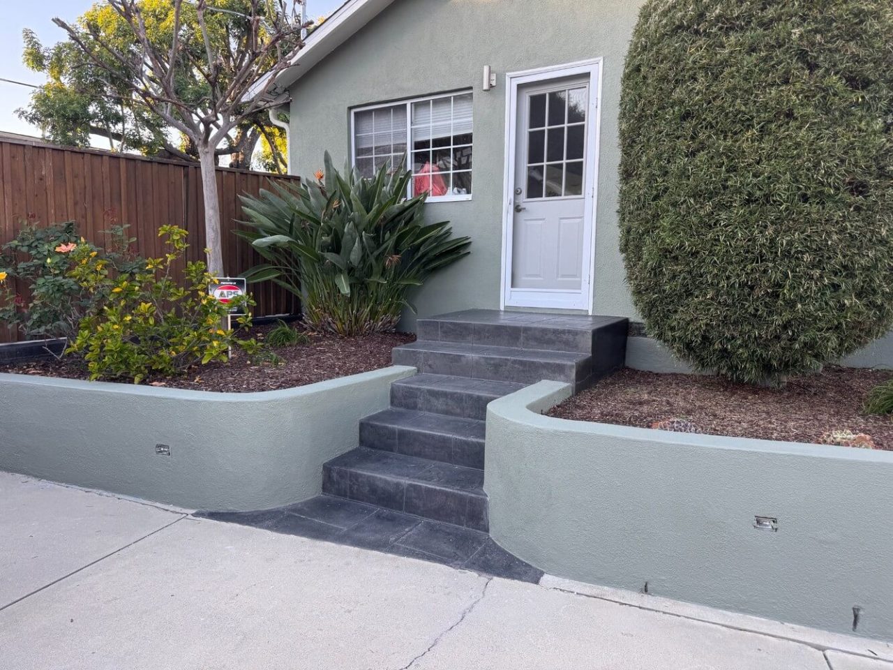 Stucco house green exterior LA