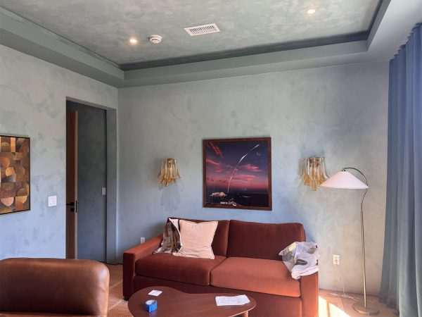 Green Home Office — Full Limewash with Accent Beam